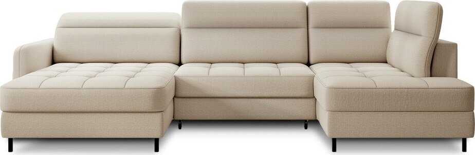 Béžová sametová rozkládací/s úložným prostorem rohová pohovka (pravý roh/do 