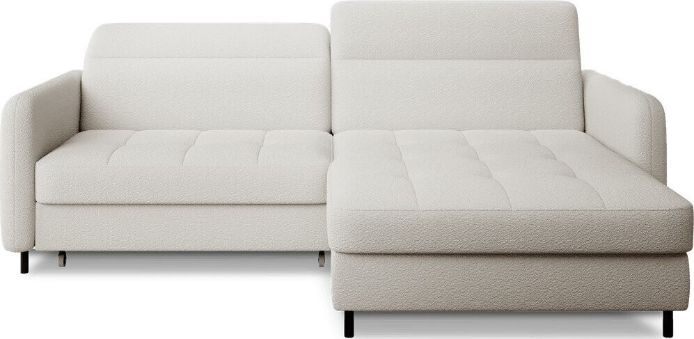 Krémová rozkládací/s úložným prostorem rohová pohovka z textilie bouclé (pravý roh/s lenoškou) Gomsi – ELTAP