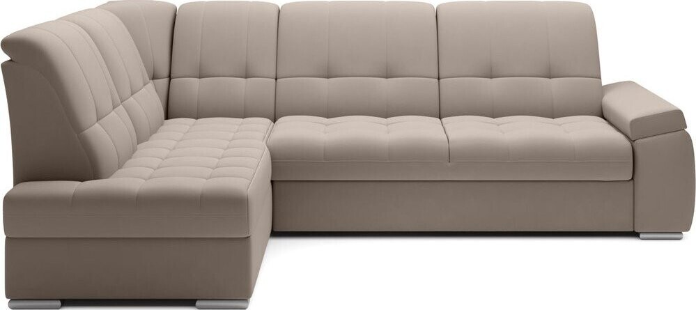 Béžová sametová rozkládací/s úložným prostorem rohová pohovka (levý roh/do L) Sado – ELTAP