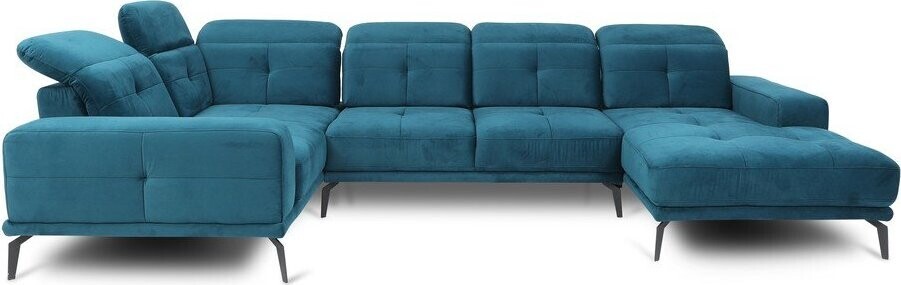 Modrá sametová rohová pohovka (levý roh/do
