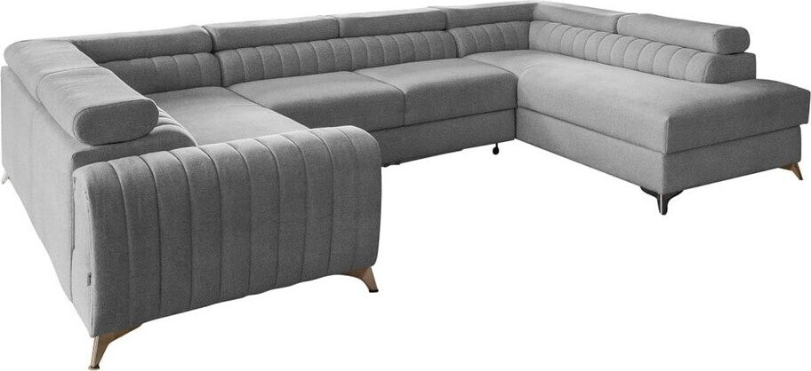 Světle šedá rozkládací/s úložným prostorem rohová pohovka (pravý roh/do 