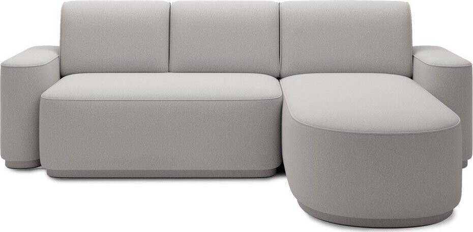 Světle šedá žinylková rozkládací/s úložným prostorem rohová pohovka (pravý roh/s lenoškou) Aurumm – ELTAP