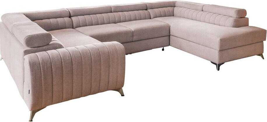 Růžová rozkládací/s úložným prostorem rohová pohovka (pravý roh/do
