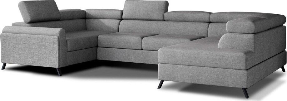 Světle šedá rozkládací/s úložným prostorem rohová pohovka (pravý roh/do 