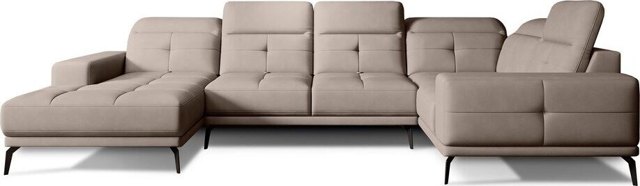 Světle hnědá sametová rohová pohovka (pravý roh/do