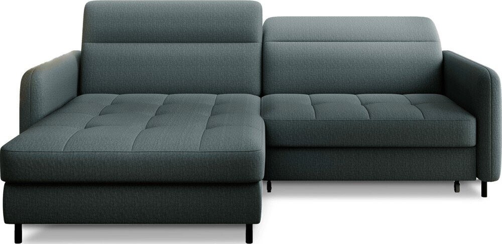 Šedozelená sametová rozkládací/s úložným prostorem rohová pohovka (levý roh/s lenoškou) Gomsi – ELTAP