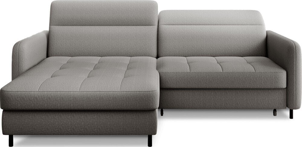 Šedá sametová rozkládací/s úložným prostorem rohová pohovka (levý roh/s lenoškou) Gomsi – ELTAP