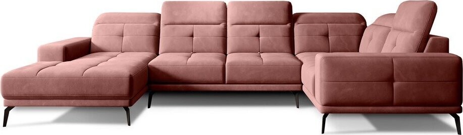 Růžová sametová rohová pohovka (pravý roh/do 