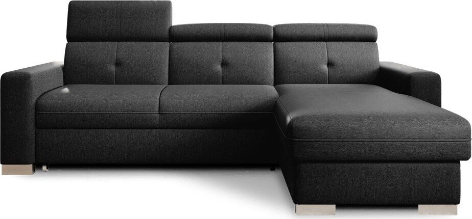 Černá rozkládací/s úložným prostorem rohová pohovka (pravý roh/s lenoškou) Fresia – ELTAP