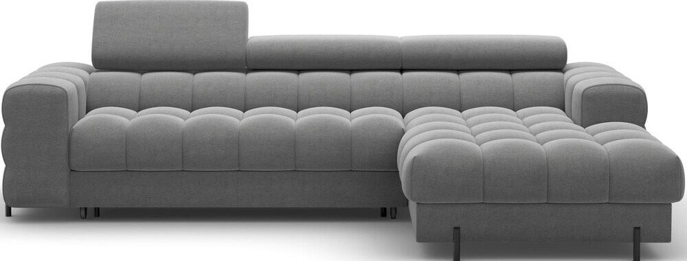 Tmavě šedá sametová rozkládací/s úložným prostorem rohová pohovka (pravý roh/s lenoškou) Felro – ELTAP