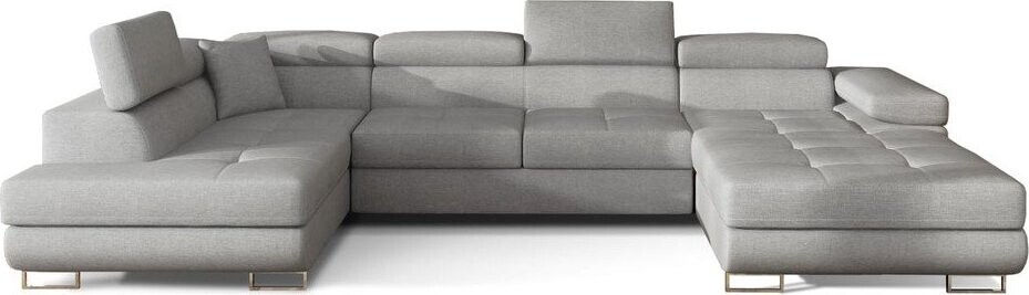 Světle šedá rozkládací/s úložným prostorem rohová pohovka (levý roh/do