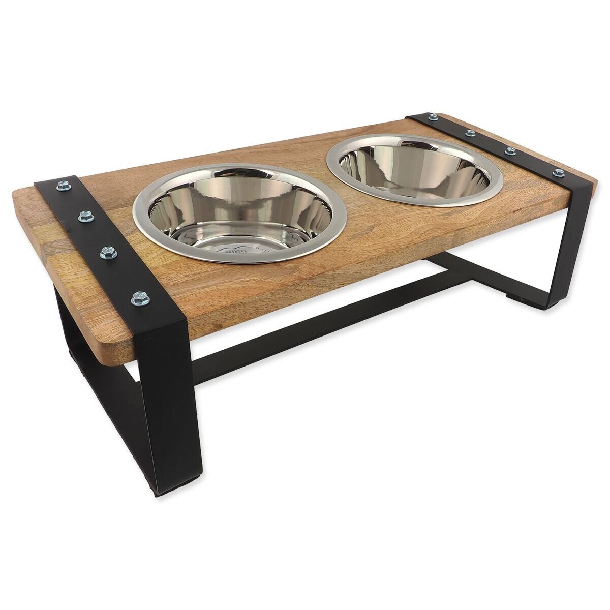 Misky Dog Fantasy nerez s dřevěným stojánkem s železnou konstrukcí 2x840ml