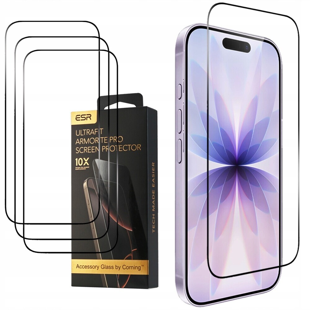 Esr 3x nárazuvzdorné tvrzené sklo na displej pro iPhone 17 16 Pro