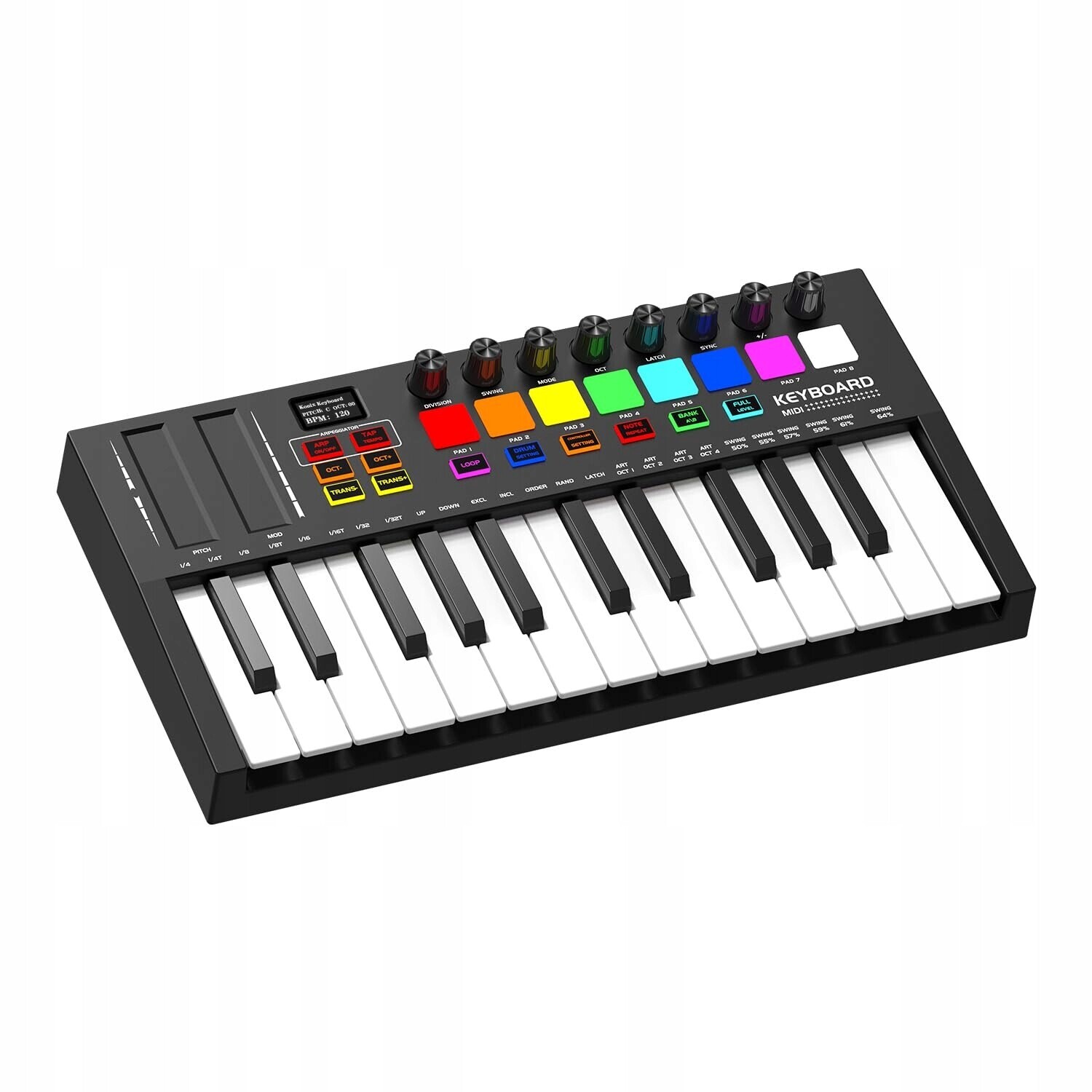 MIDI klávesnice Oyayo 25 bezdrátových kláves s Oled displejem