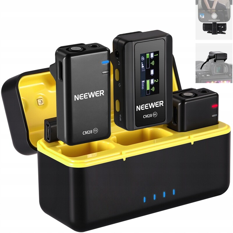 Sada 2 bezdrátových klopových mikrofonů Neewer CM28