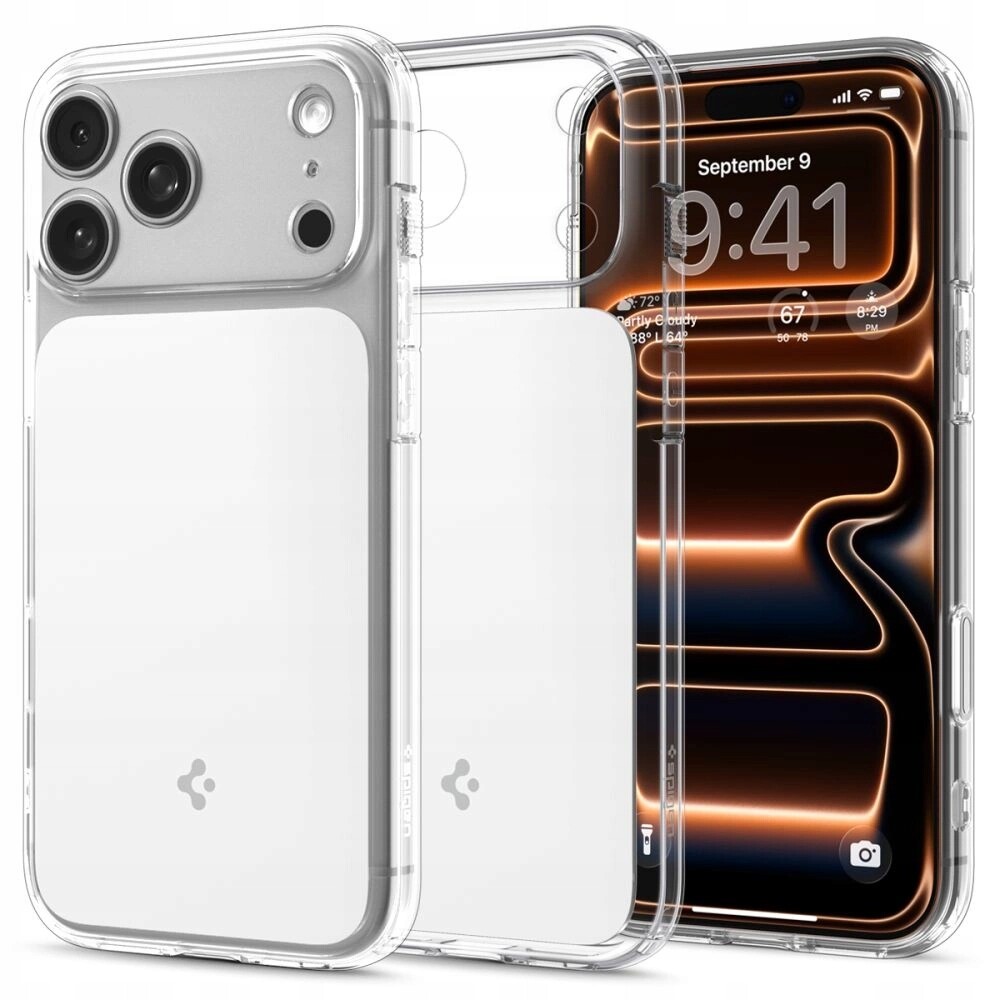Pouzdro Iphone 17 Pro Pouzdro Spigen Ultra Hybrid „t“ Magsafe Průhledné A Bílé