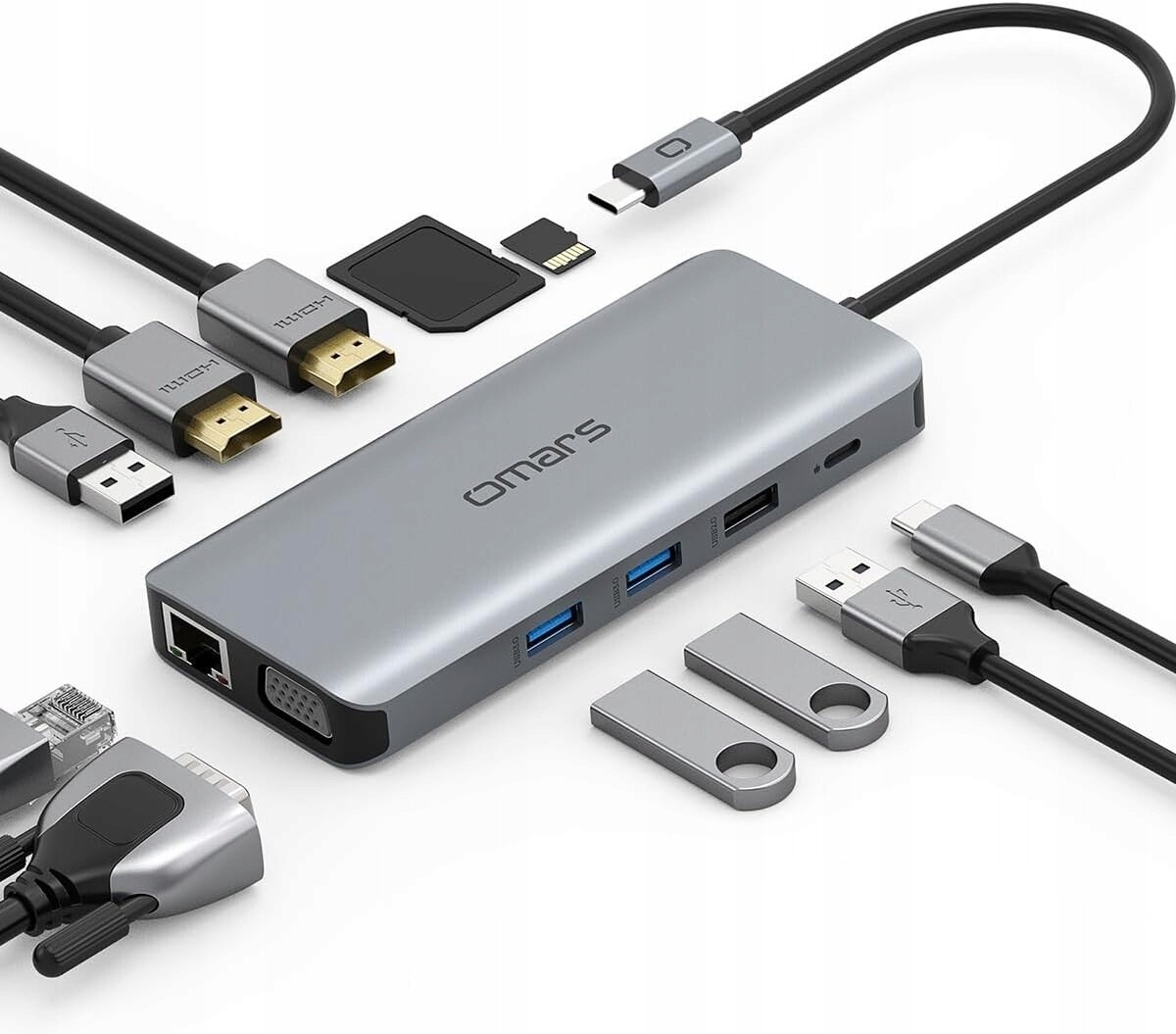 Hub Koncentrátor Rozbočovač Usb-c Adaptér 11 V 1 Dokovací Stanice Omars