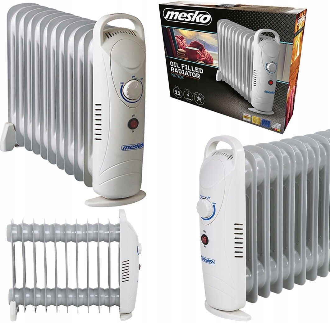 Olejový Radiátor Elektrický 1200 W Oleják 11 Žeber Termostat Regulace