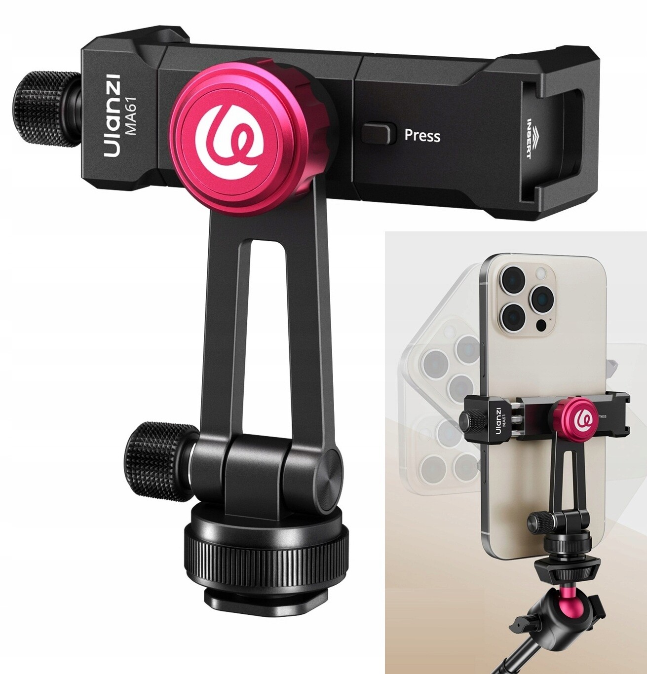 Držák na stativ Iso závit 1/4'' Ulanzi MA61 pro telefon Smaertfon