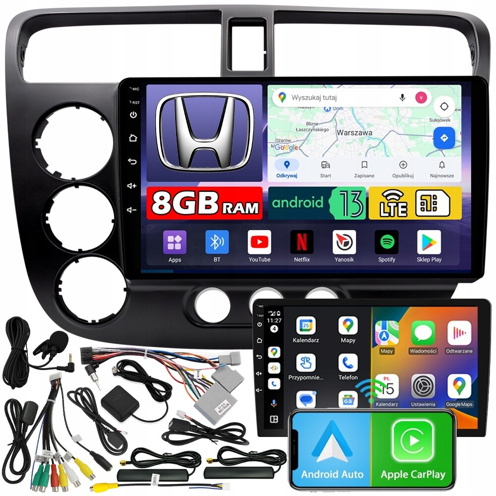 Automobilové Rádio Ncs ZQ9 Honda Civic VII Sedan 2000-2006 Android 8GB Lte