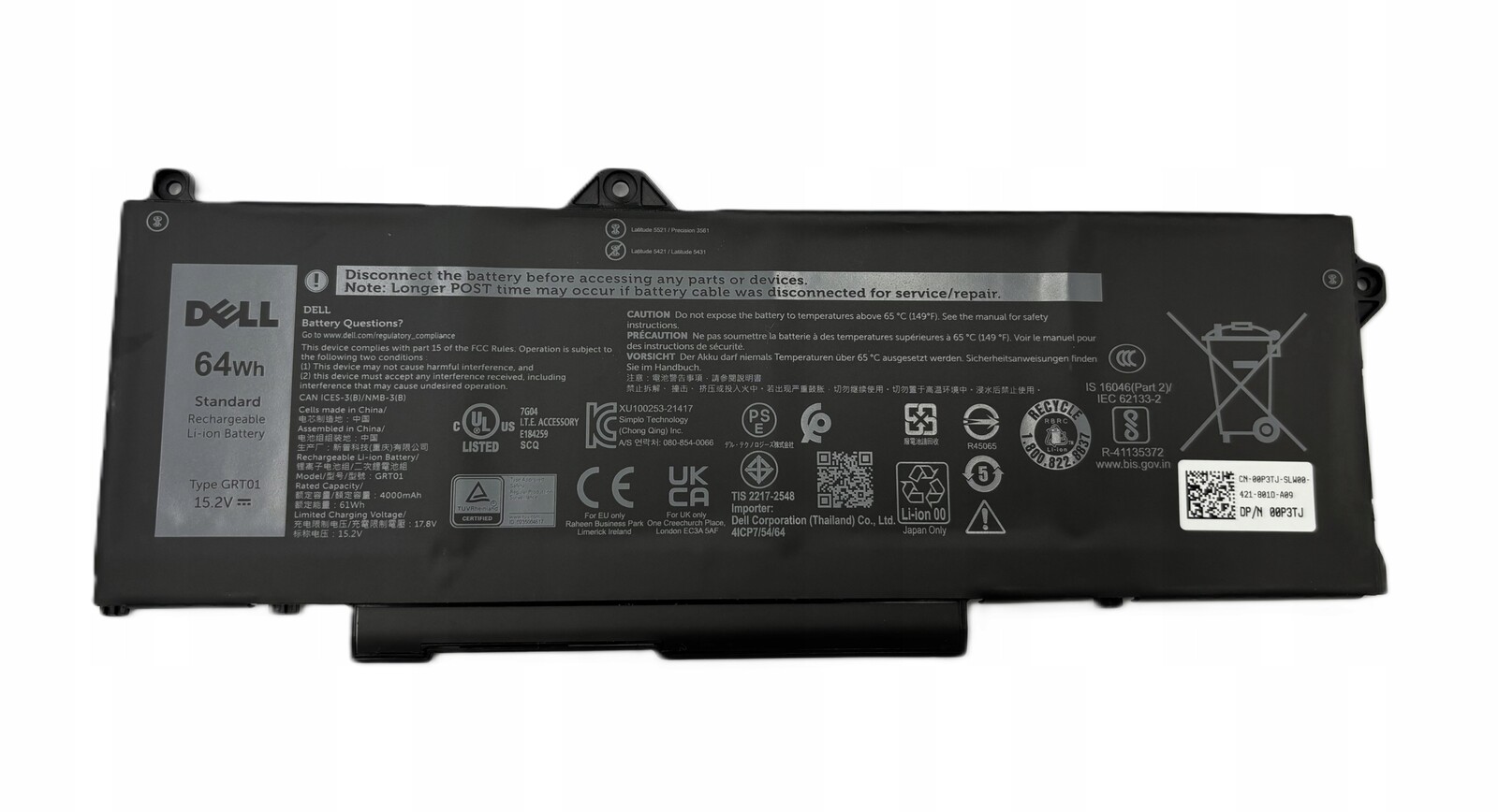 Nová Originální Baterie Pro Notebook Dell Typ GRT01 0P3TJ R05P0 Březen 2025