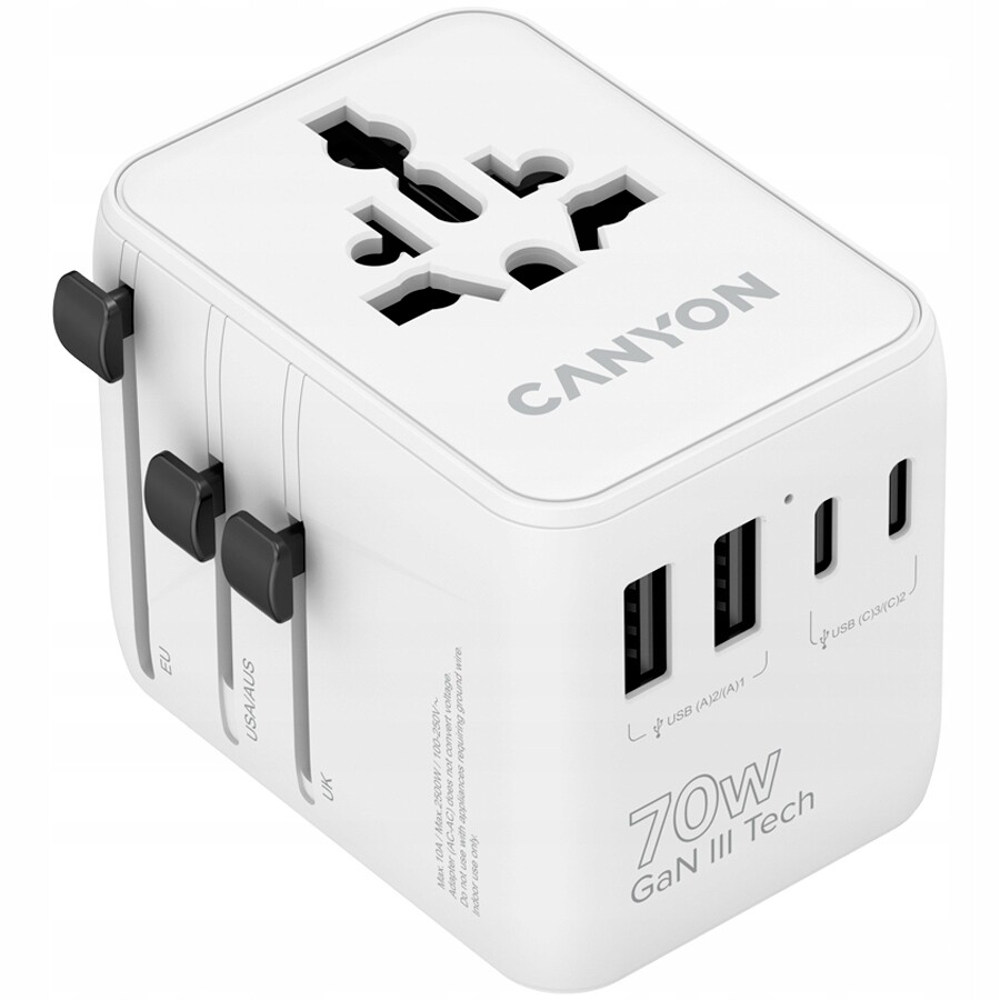 Cestovní adaptér Canyon OnTour 20 Eu/uk/us/aus 70W White