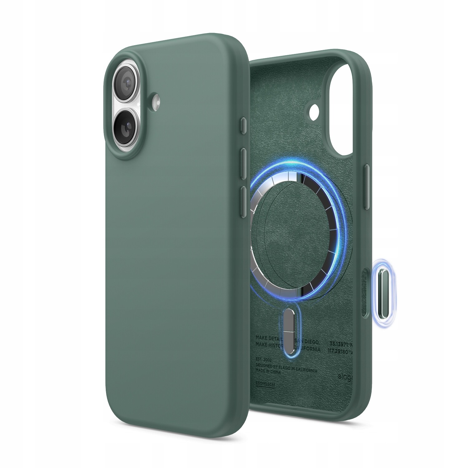 Silikonové Pouzdro s MagSafe Elago pro iPhone 17 Midnight Green