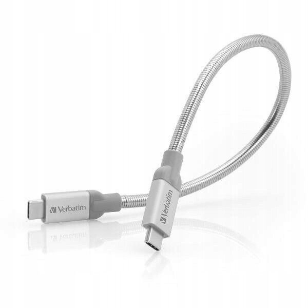 Verbatim Ocelový kabel Usb-c/usb-c 3A 30 cm stříbrný/silver 48867