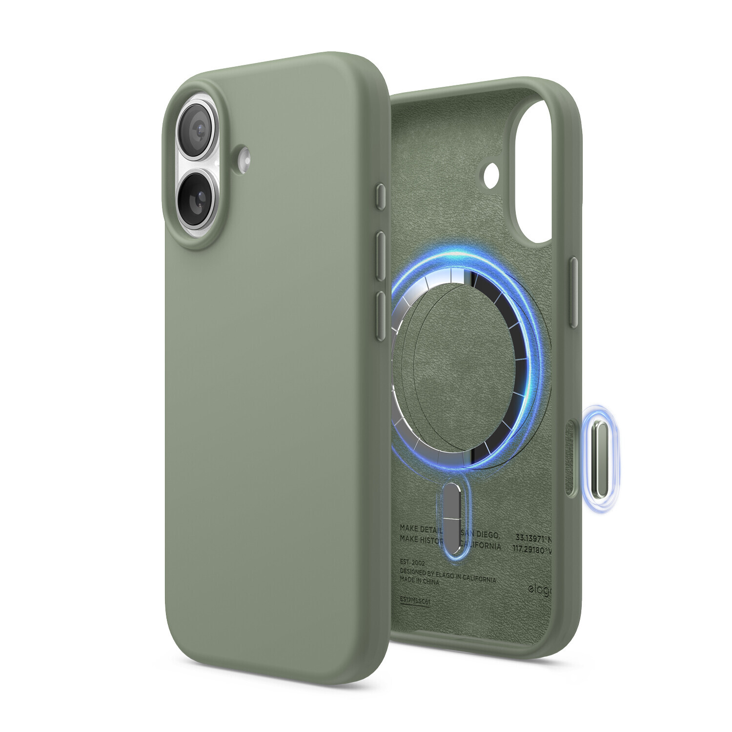 Silikonové Pouzdro s MagSafe Elago pro iPhone 17 Khaki Green