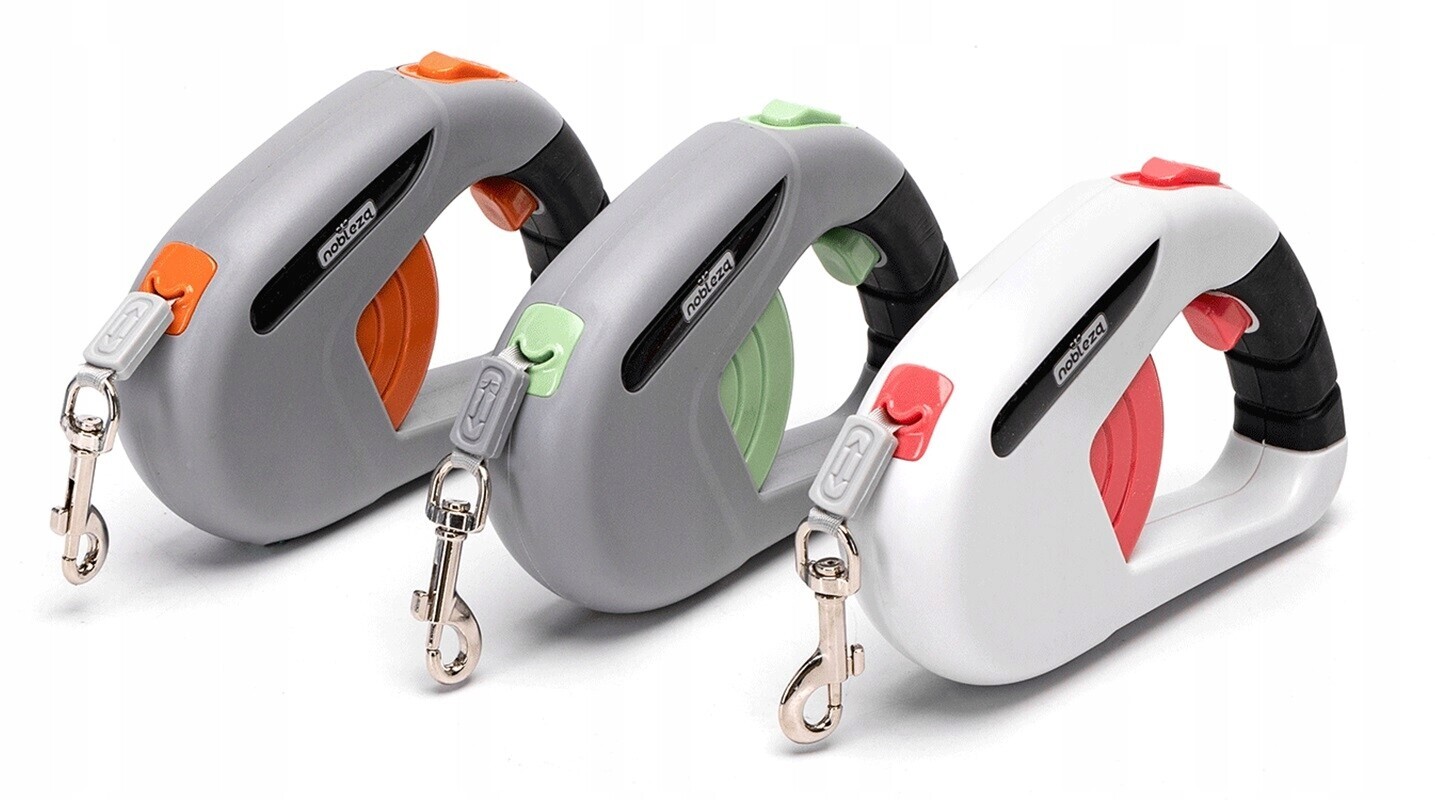 2 x Vodítko pro psa s blokovací páskou 75 kg, 5 metrů, šedé