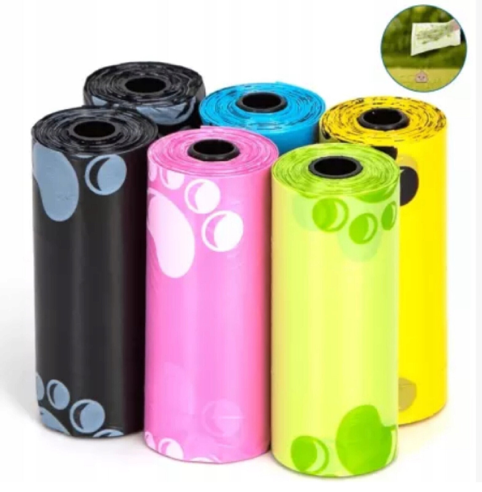 2 x sáčky na psí exkrementy sáčky 1080ks barevné s tlapkami