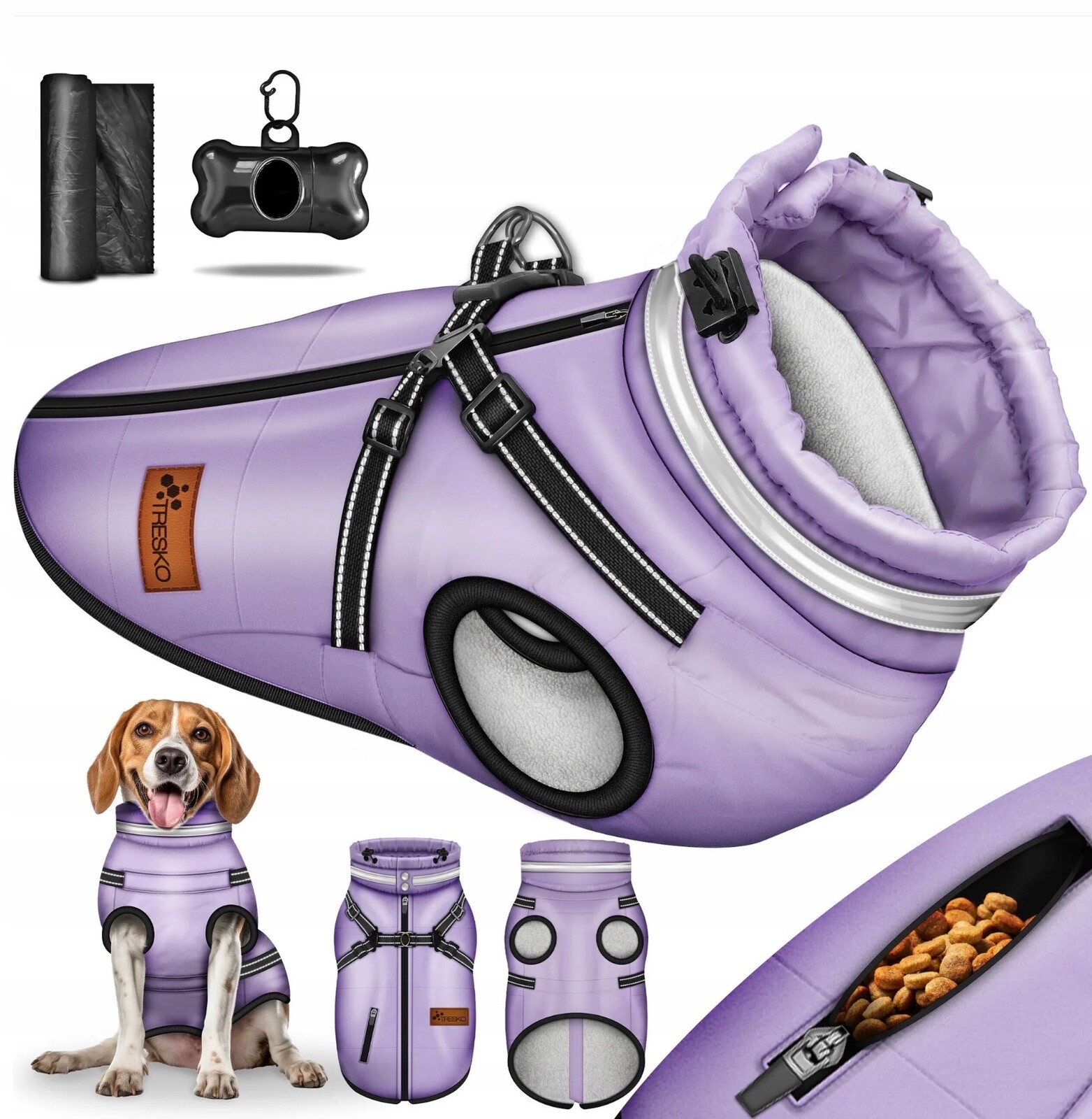 Bunda Pro Psa, zimní, voděodolná s odrazkami Tresko Liliová vel L