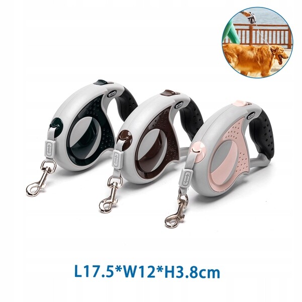 2 x Vodítko pro psa s blokádou do 75 kg, 5 metrů, růžové