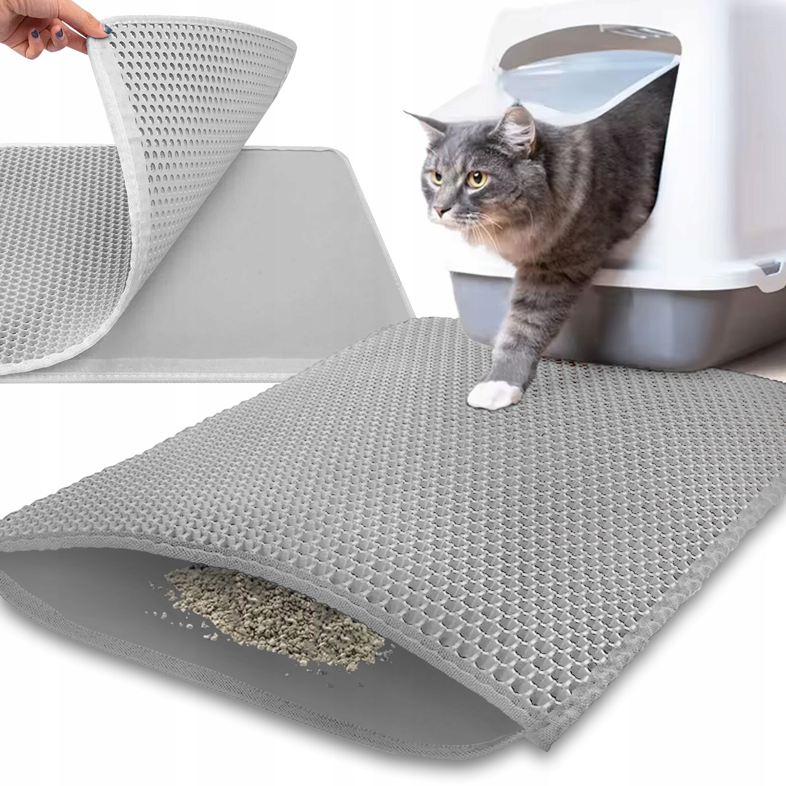 2 x Podložka Pod Záchod Dvouvrstvá Podložka pro kočky Šedá 60x45