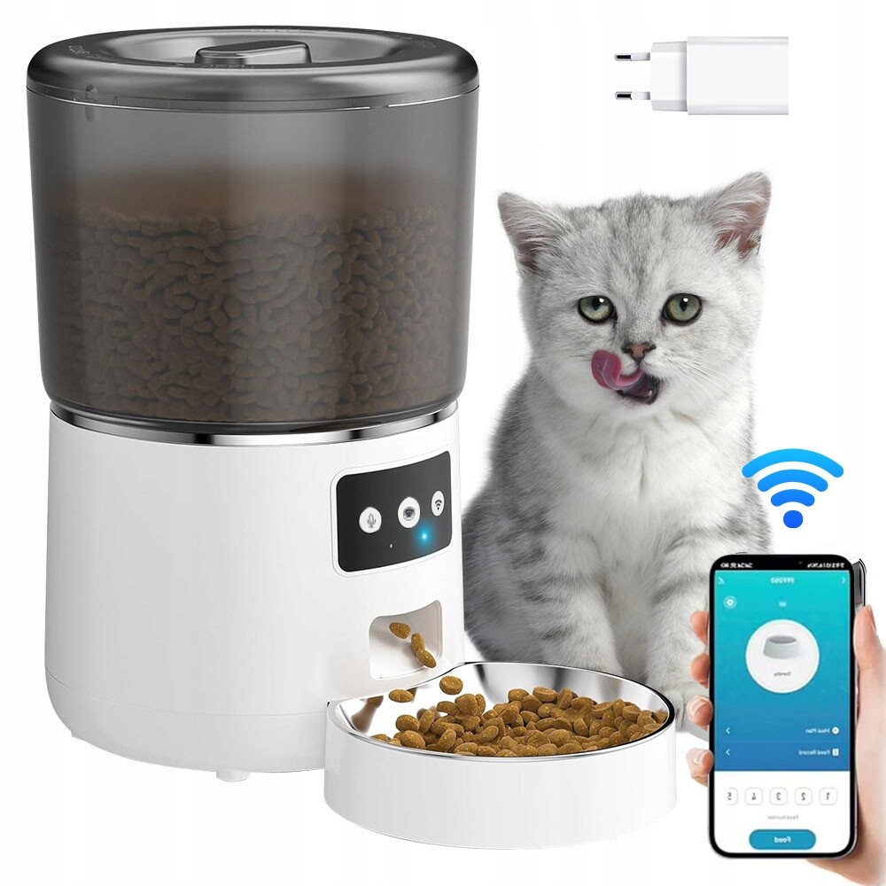 Automatický Podavač Krmiva Pro Kočky Psa 4L Wifi App Praktická Kontrola