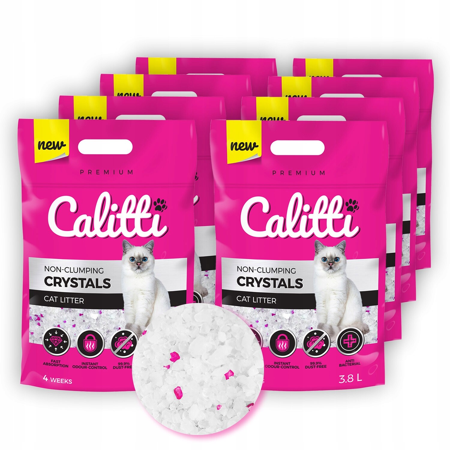 Pro Kočky Calitti 30,4 l, silikonové krystaly, Stelivo , antibakteriální