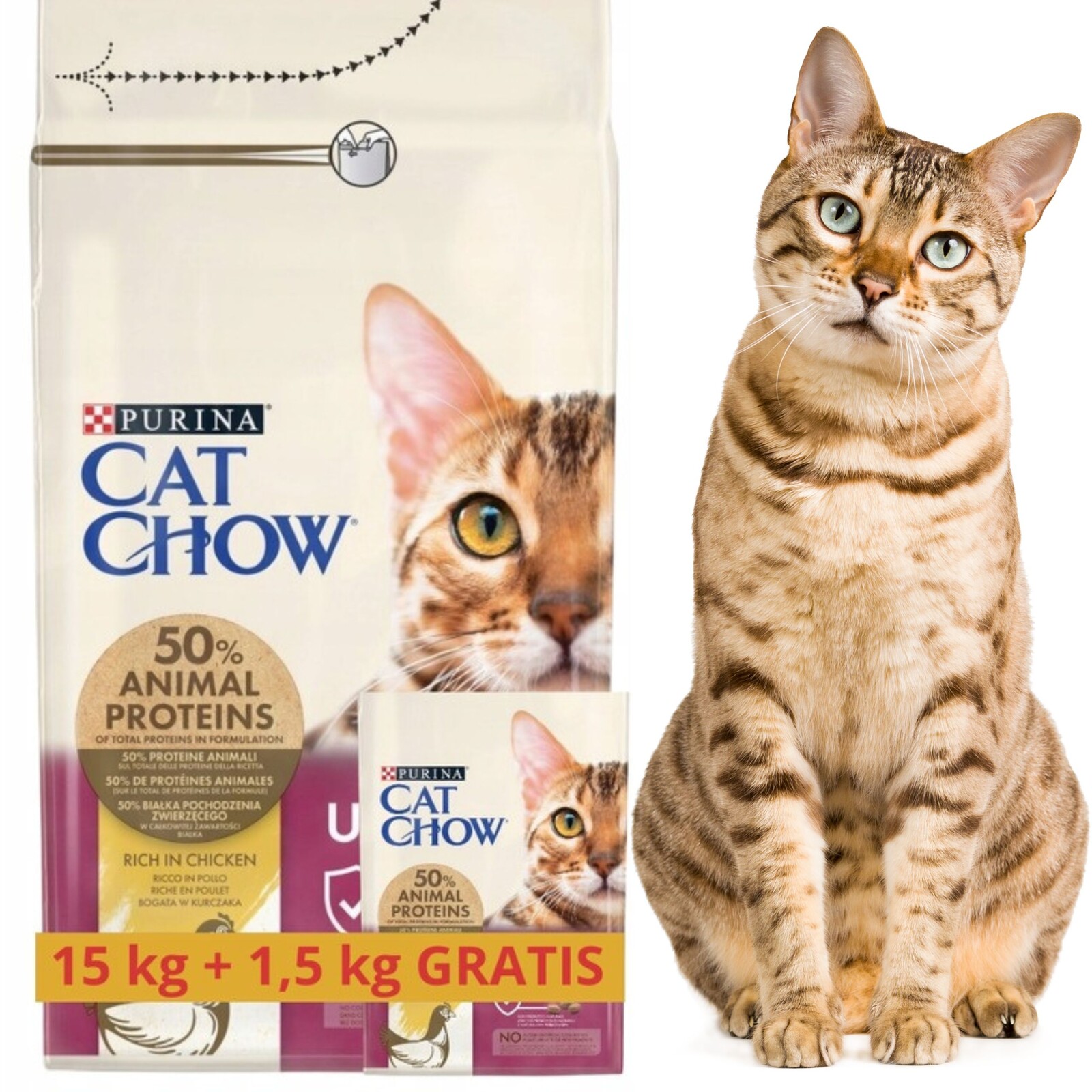 Suché Pro Kočky Krmivo Cat Chow Chicken S Prebiotikami 15 kg 1,5 kg Bonus