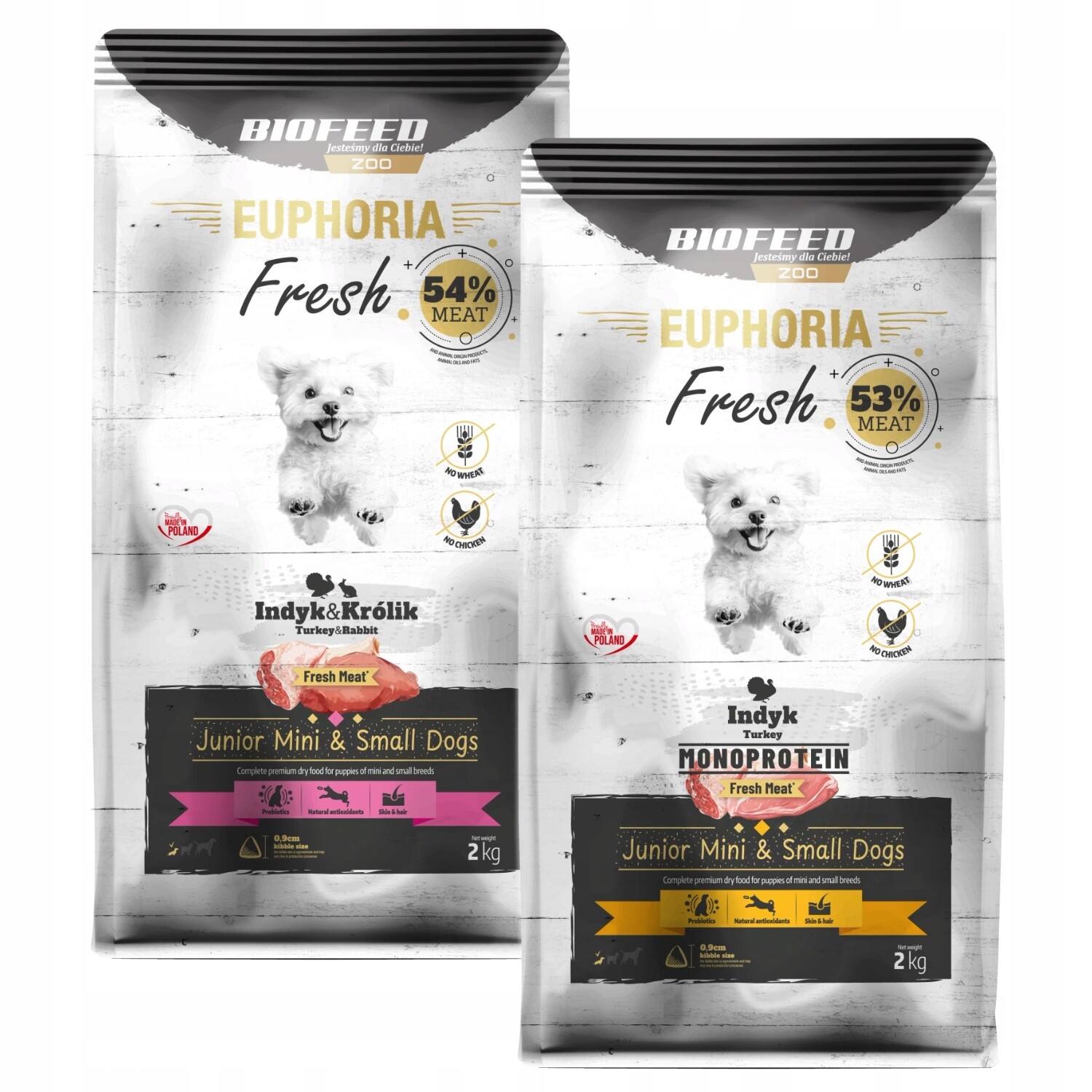 Euphoria Fresh Meat Junior Sada suché krmivo pro psa mini Xs/s 2kg x2