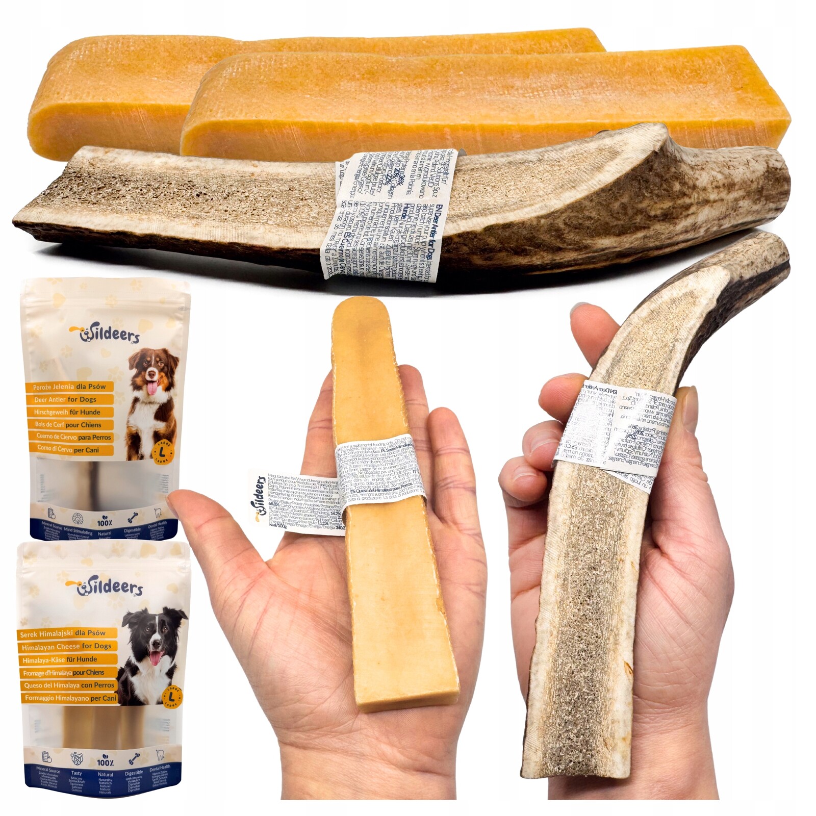 Přírodní kousátka pro psa Himalájský sýr L 2ks a Jelení parohy L 1 Ks