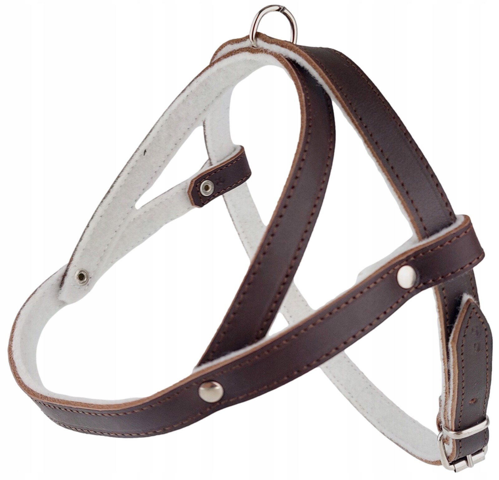 Kožený postroj pro psa podšitý filcem Lícová kůže 55 cm Champion Hnědá