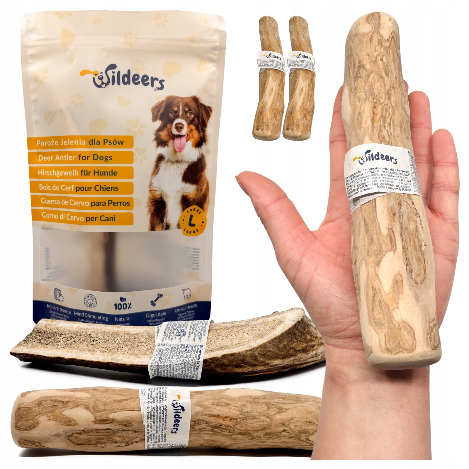 Přírodní Kousátka Pro Psa Klacek Kávovníku 2ks L a Jelení Parohy Soft 1 Ks L