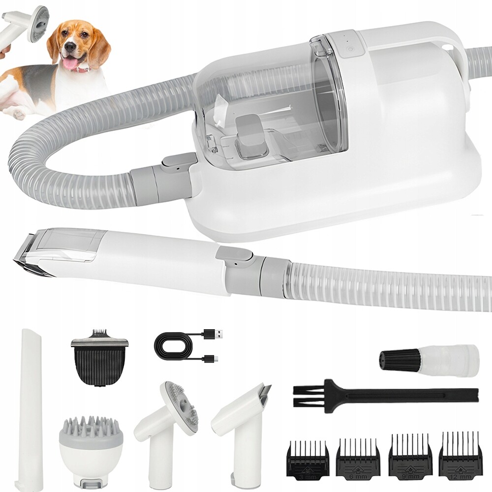 Vysavač Na Vlasy Zvířat Se Zastřihovačem 16000PA Sání 15L Objem Bílý