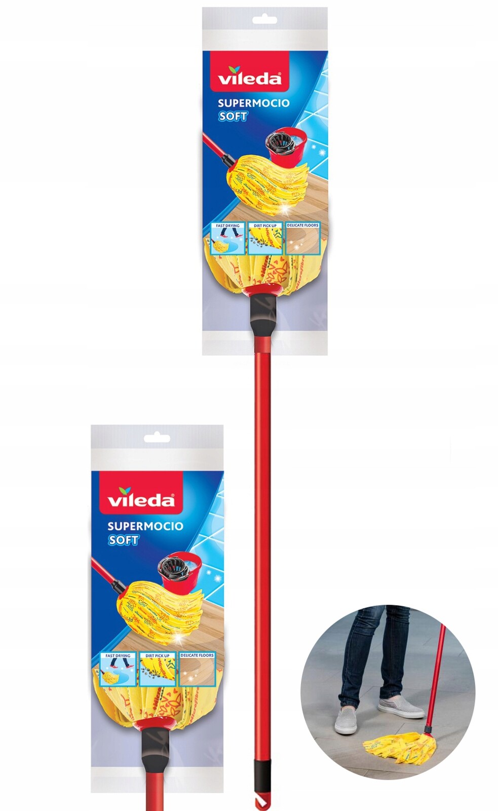 2 x Vileda Mop SuperMocio Soft s tyčí