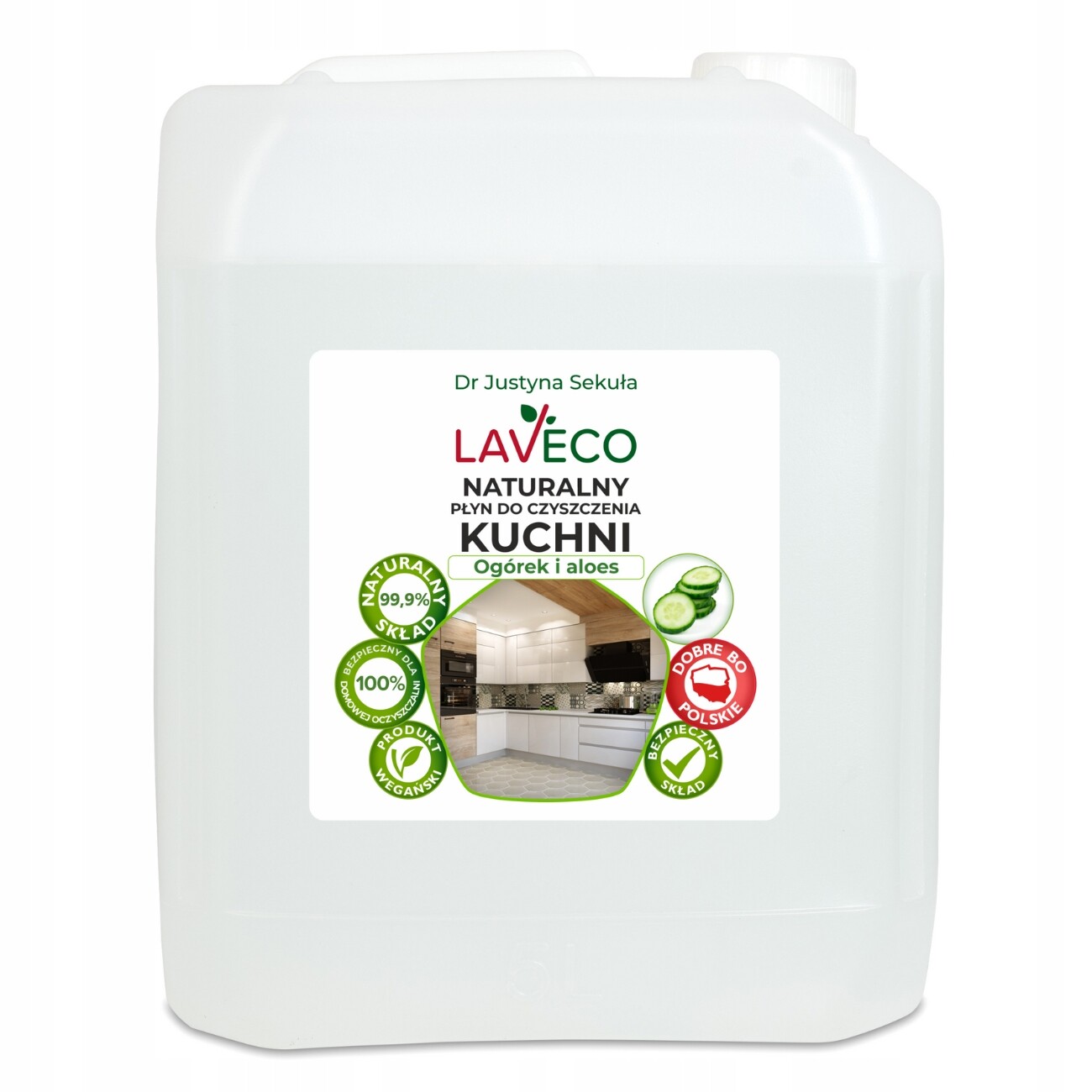 Laveco Přírodní kuchyňský tekutý Okurka a Aloe bez škodlivých chemikálií 5 l