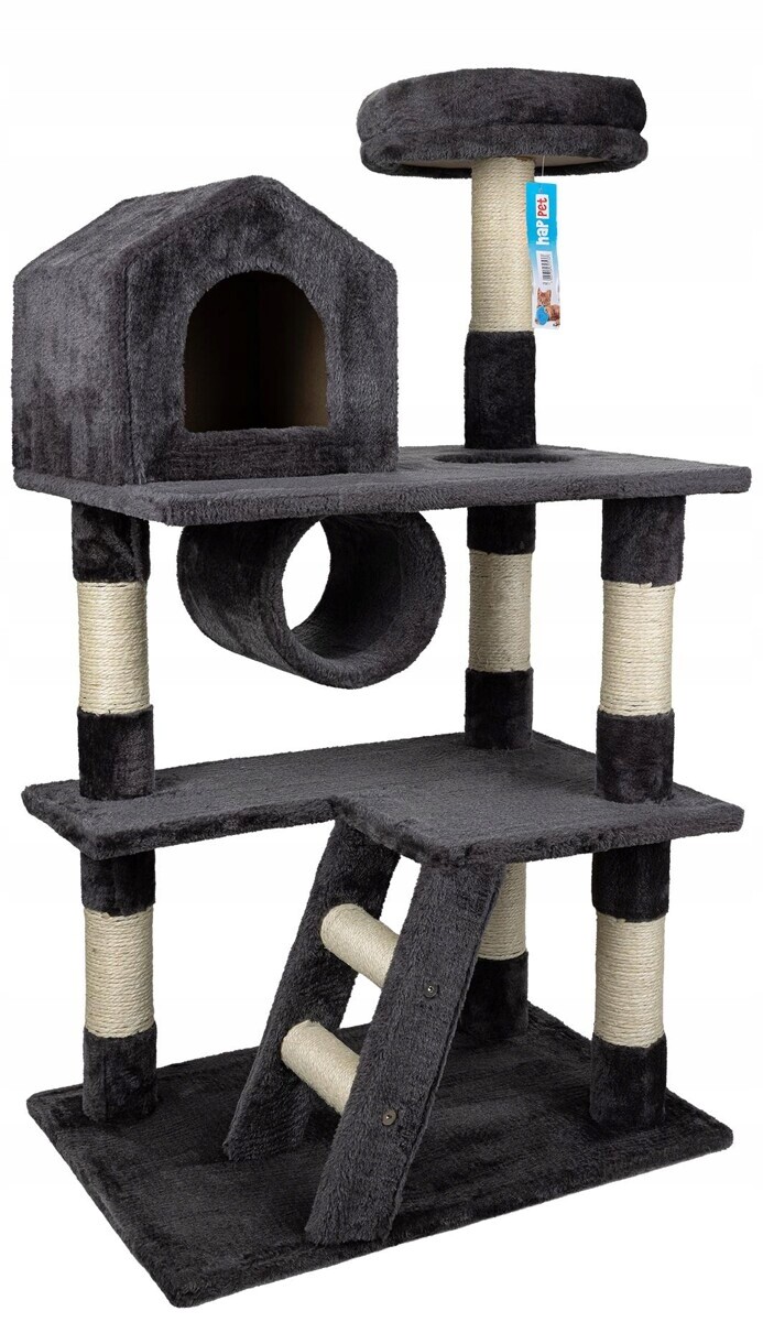 Drapak pro kočky Pelíšek Domeček Velký Sloupek Věž 60x40x110 cm Tmavě šedý