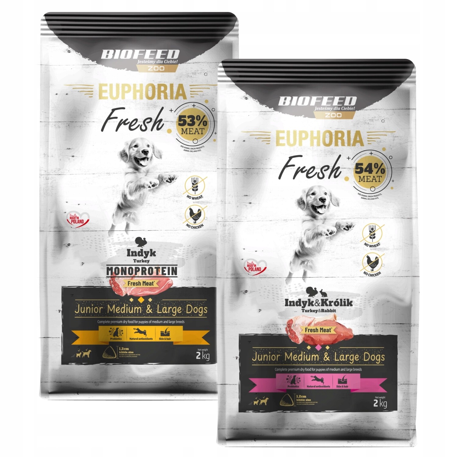 Euphoria Fresh Meat Junior Sada suché krmivo pro velkého psa M/L 2kg x2