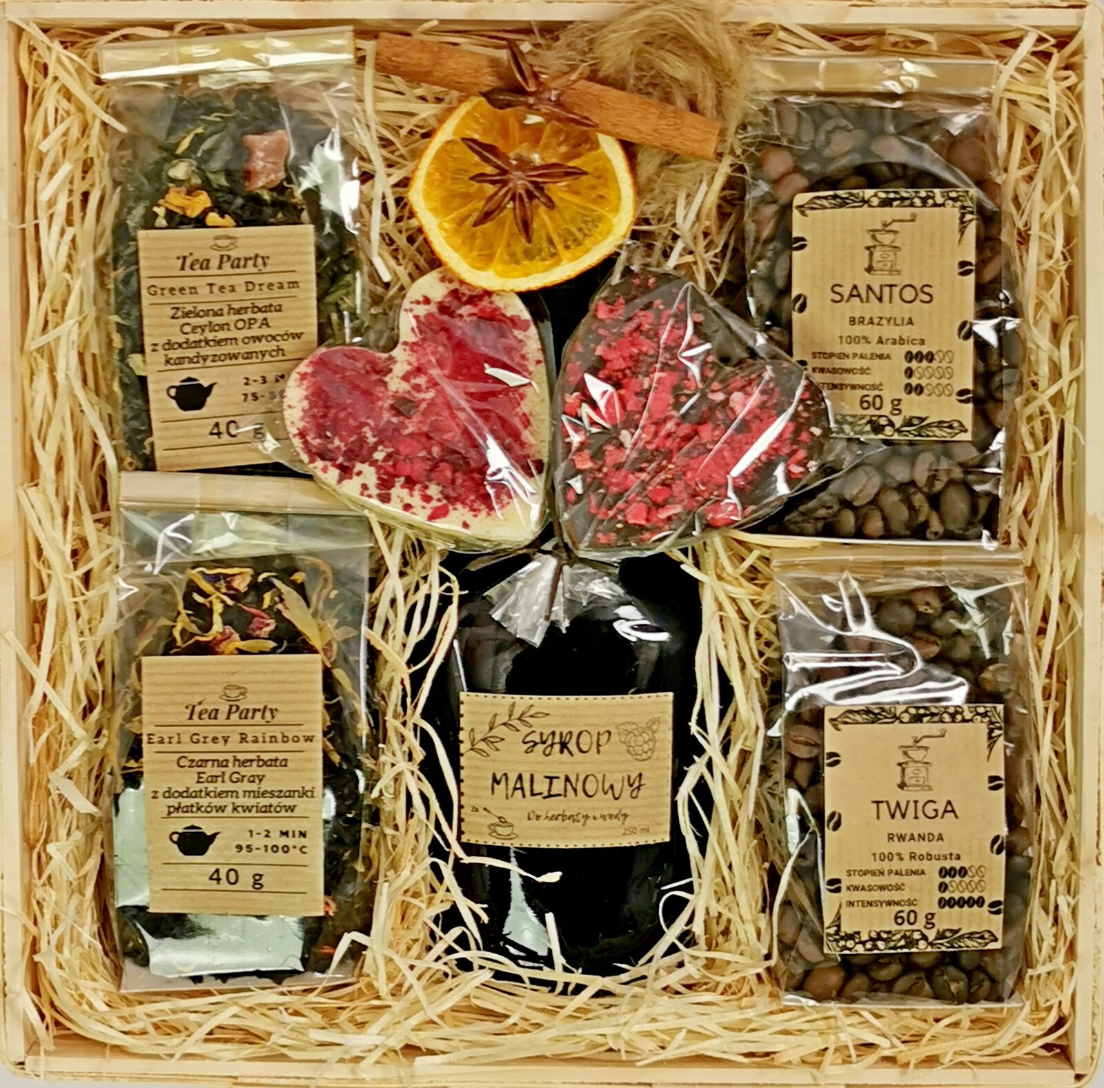 Dárkový Košík Kávový sirup Čaj Čokoláda Sada Dárek Box