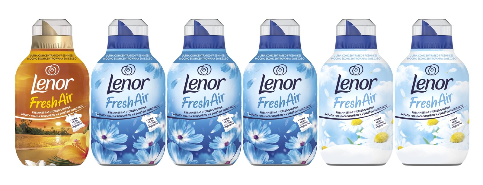 Lenor Fresh Air aviváž kolekce 3xFresh Wind,2xSenstitive,1xTropical Sunset