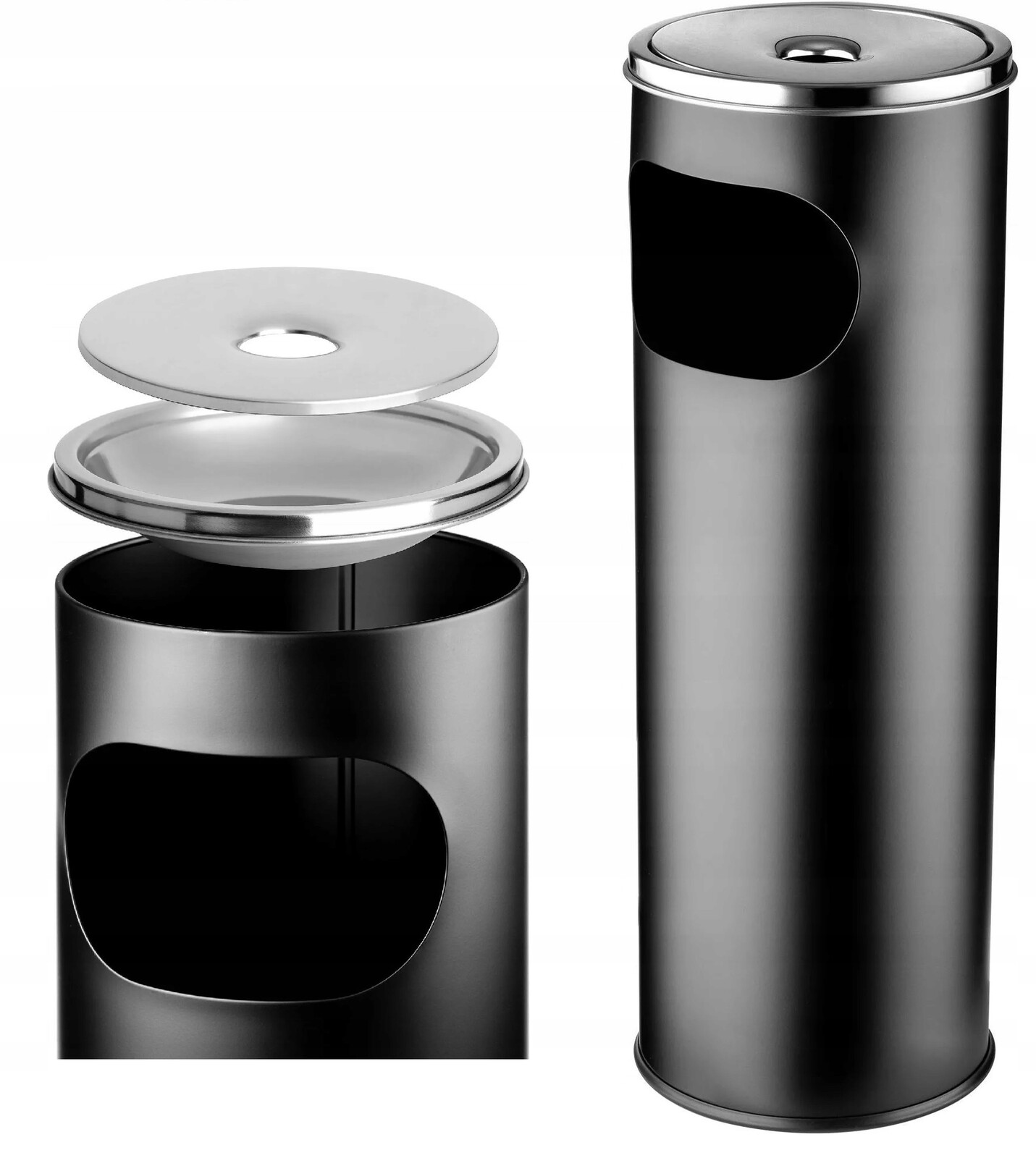 Popelník Stojanový Popelník Odpadkový Koš Venkovní Kovový 2V1 Velký