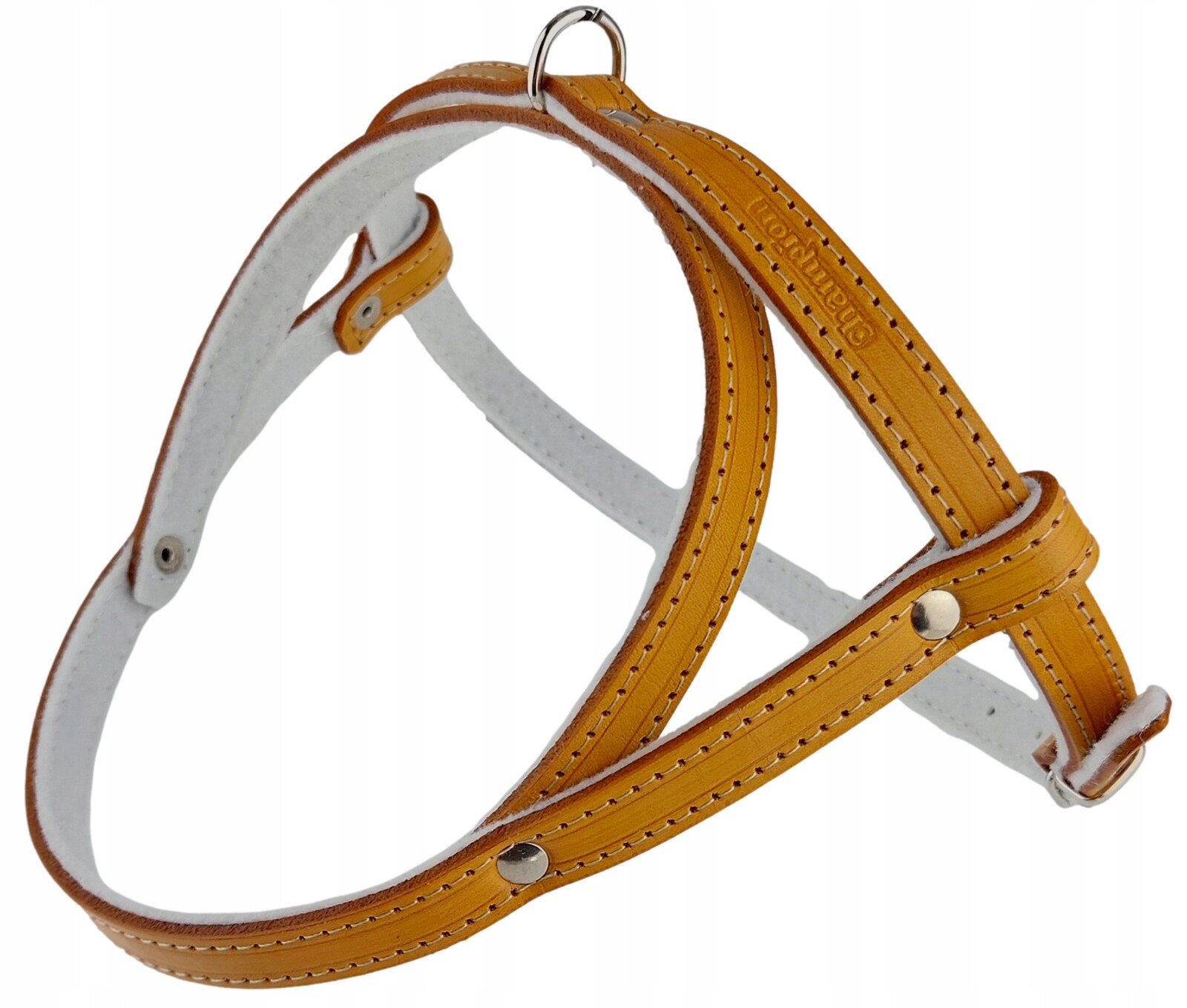 Kožený postroj pro psa podšitý filcem Lícová kůže 60 cm Champion Orange